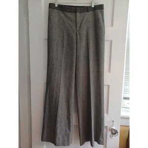 Banana Republic black tweed woolblend wide leg pants womens 8 lined classic